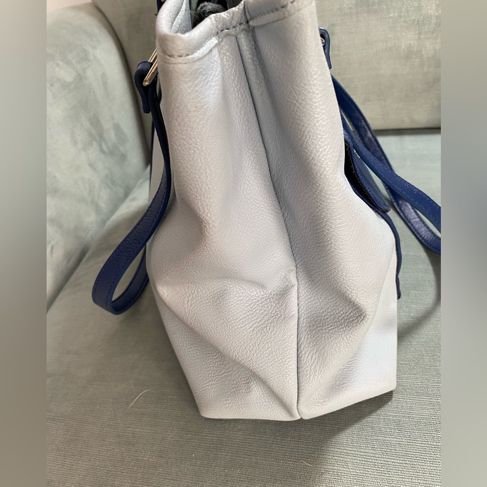 Nine West 2 shade blue vegan leather multi compartment shoulder bag14”x10”x5”EUC - Picture 6 of 16